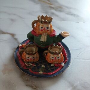 Vintage Christmas Nutcracker Miniature Tea Set Christmas MiniCollectible *AS IS*